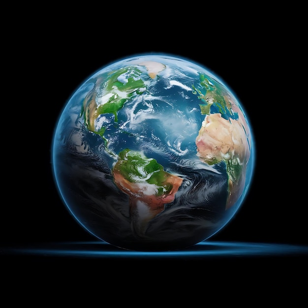 O grande planeta Terra em pé contra um fundo escuro