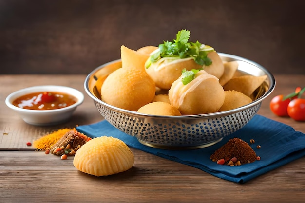 O grupo de comida de chat de Bombay inclui golgappa ou panipuribhelpuri sevpoori dahipuri ragda patti