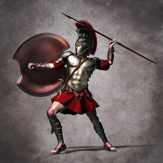 Foto o guerreiro espartano. ilustração 3d