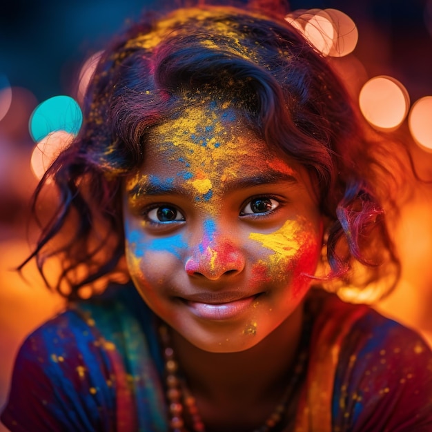 Foto o holi, o festival das cores, é muito famoso na índia. esta imagem foi tirada em 04 de março de 2019 em manali, himachal pradesh, índia.