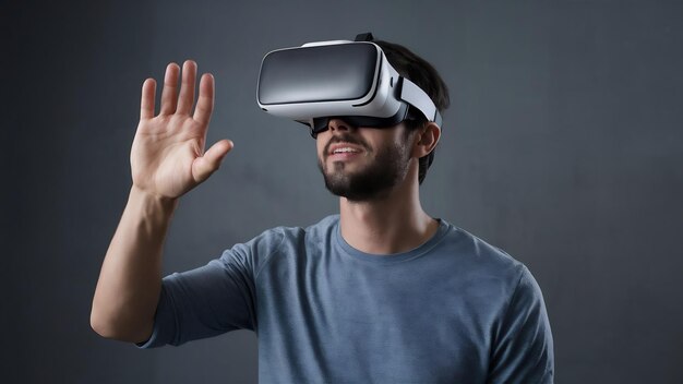 O homem com óculos de realidade virtual