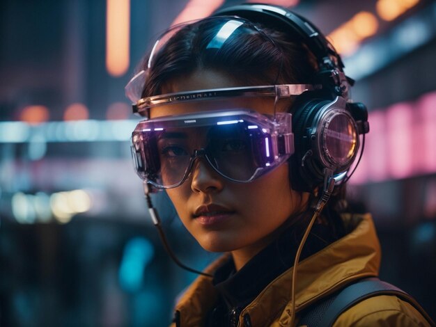 Foto o homem cyberpunk do futuro