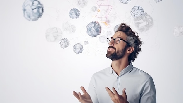 Foto o homem desenvolvendo sua inteligência emocional conceito explorando a mente auto-descoberta