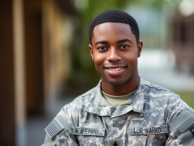 O homem serve como um soldado dedicado e destemido