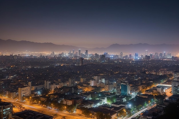 O horizonte da Cidade do México à noite tirado do distrito de Colonio Polanco em direção ao noroeste