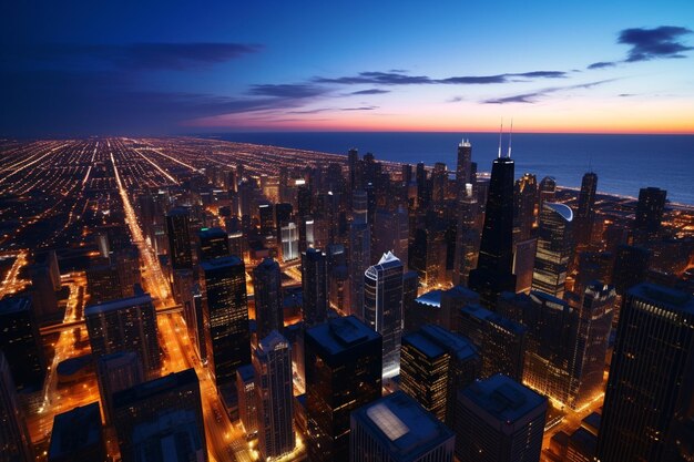 Foto o horizonte de chicago visto do willis tower skydeck