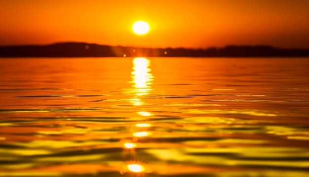 O horizonte laranja brilha com ondulações de água tranquilas no calor do verão gerado pela IA