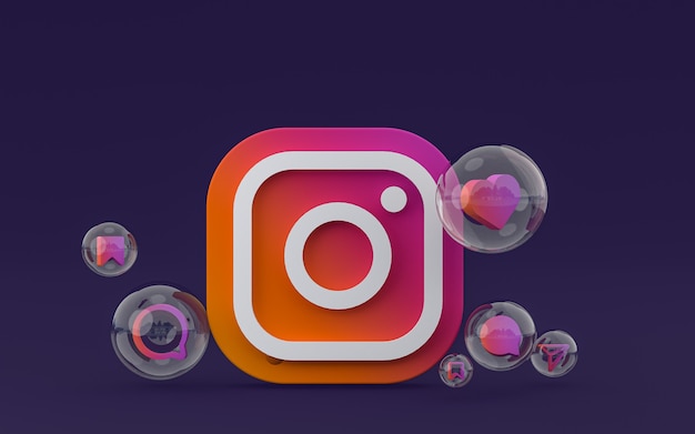 O ícone do Instagram na tela do smartphone ou as reações do celular e do instagram adoram renderizar