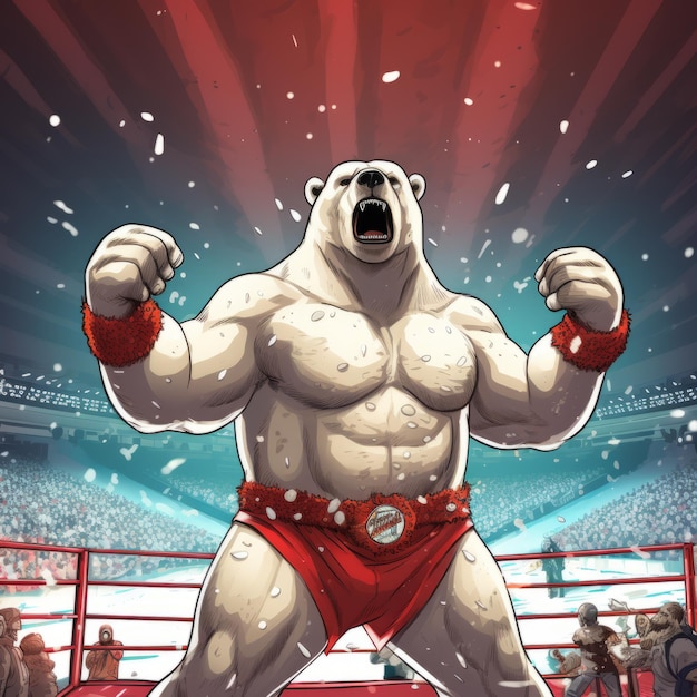 Foto o icy rumble o urso polar luchador invade o ringue