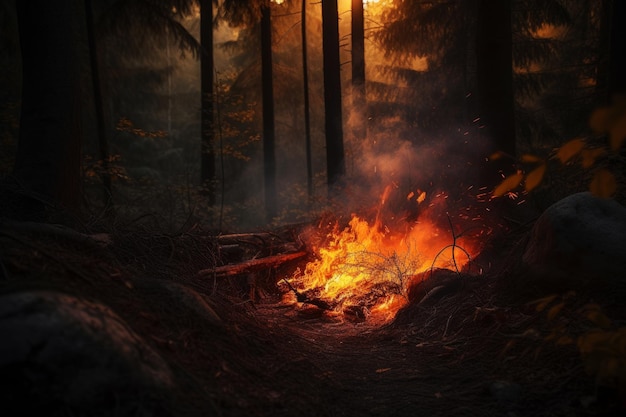 Foto o incêndio florestal espalha-se pelo incêndio forestal