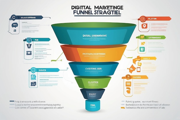 O infográfico de funil de marketing digital ganha novos clientes com estratégias de marketing