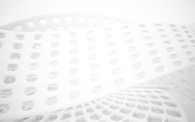 Foto o interior branco abstrato destaca a ilustração 3d e a renderização do fundo arquitetônico futuro