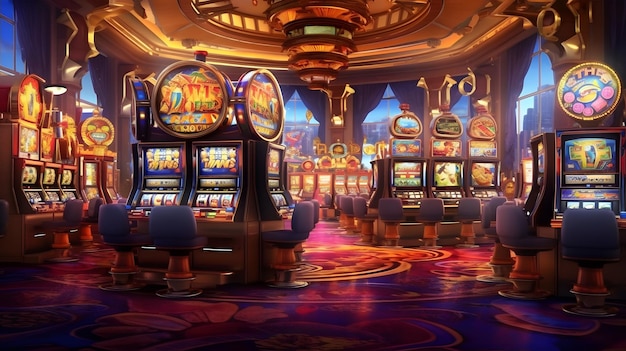 O Interior do Hotel Casino Cheio de Slots