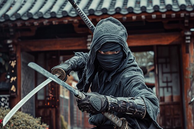 Foto o jovem pratica katana guerreiro gerado pela ia