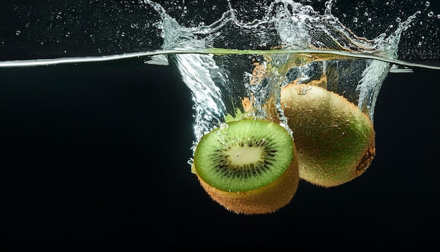 O kiwi que cai na água causa um salpico.