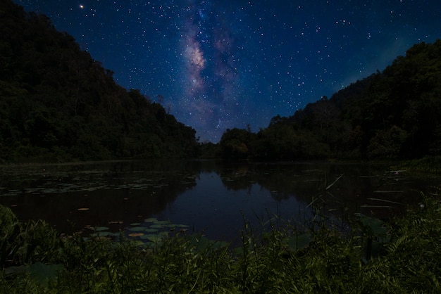 Foto o lago e a via láctea