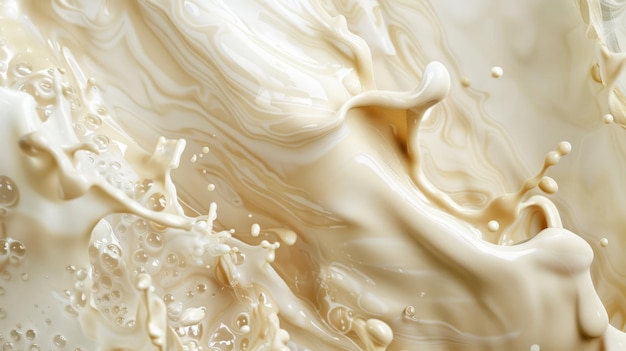 Foto o leite cremoso gira e salpica em alta resolução