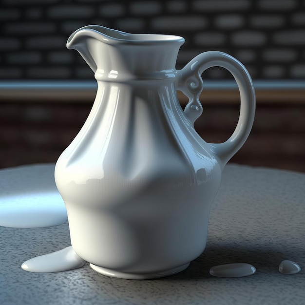 O leite vem de um jarro de imagem realista generativa AI