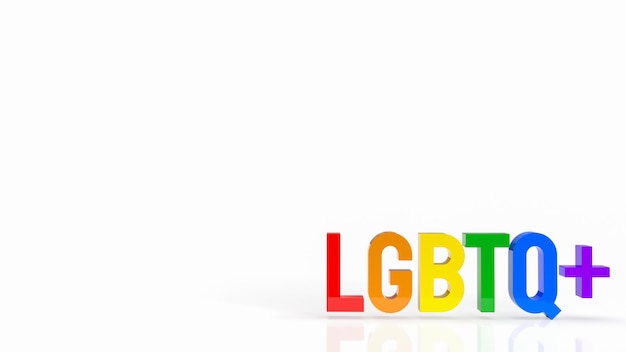 O lgbtq + texto multicor em fundo branco para o conceito de transgênero renderização em 3D