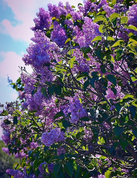 Foto o lilas roxo a florescer ao ar livre