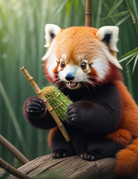 Foto o lindo panda vermelho.