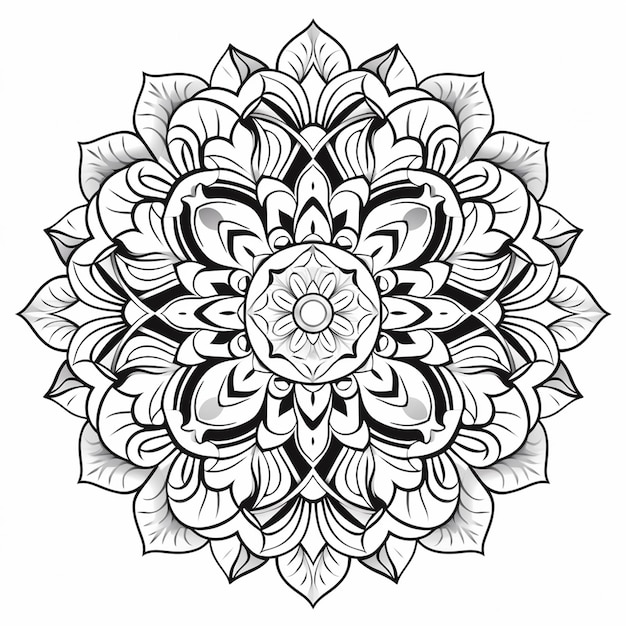 O livro de colorir tem desenho em preto e branco