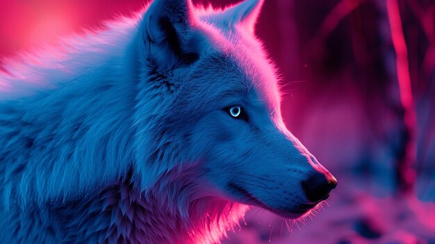 Foto o lobo ártico gerado pela ia foto a cores em néon