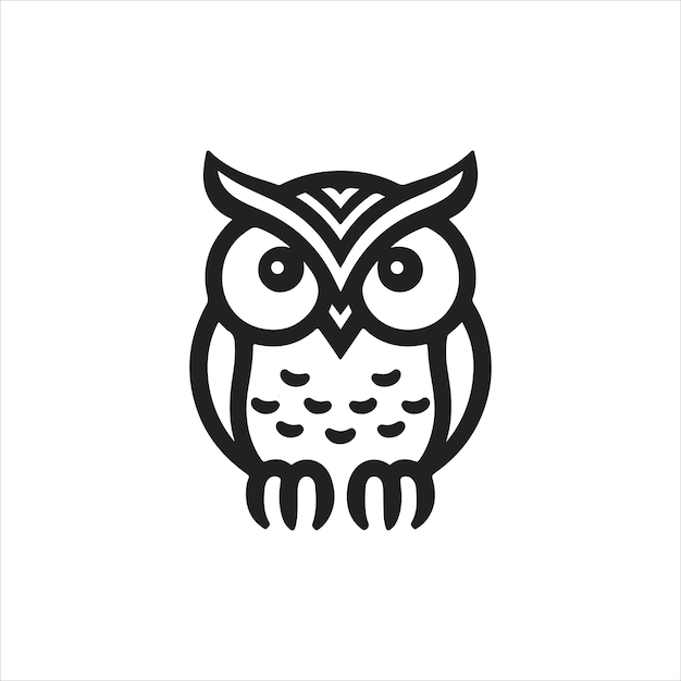 O logotipo da coruja animal vetor de linha simples icona de design de logotipo de cabeça de coruja animal bonito vetor de logotipo coruja vec