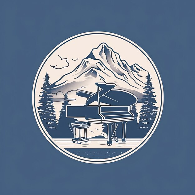 Foto o logotipo da floresta e do atlântico com a cor do instrumento musical azul marinho e branco e uma câmera estão incluídos ai generated