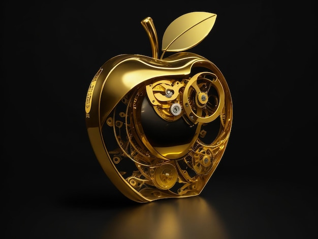 O logotipo da maçã da empresa com um dourado