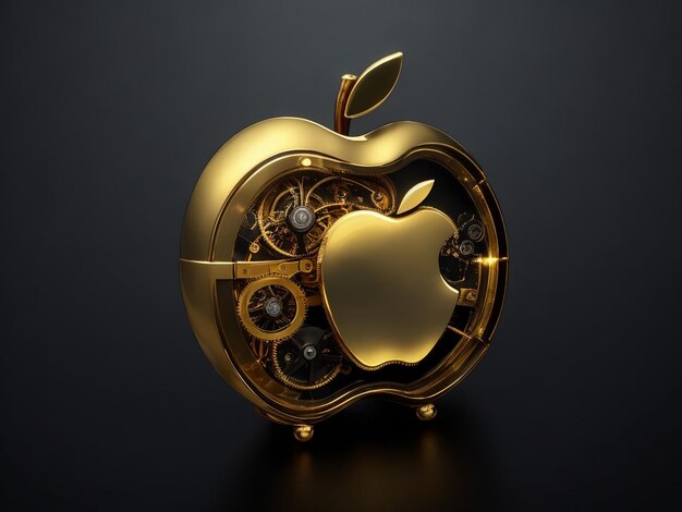 O logotipo da maçã da empresa com um dourado