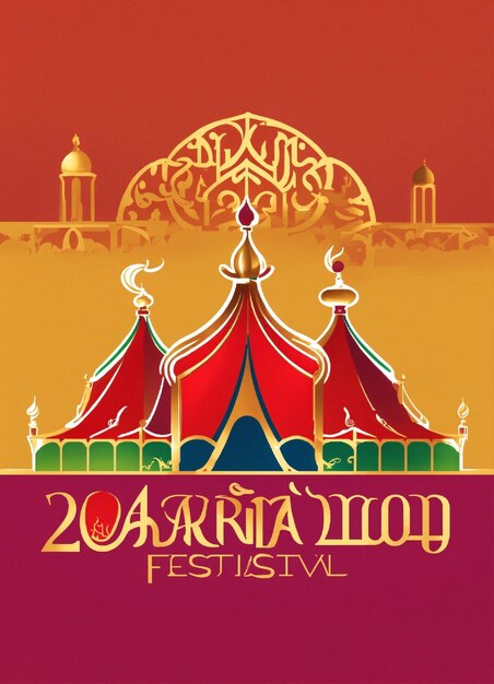 O logotipo do festival de comida do Bahrein de 2024 é uma tenda árabe com logotipo temático.