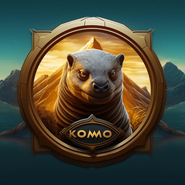 Foto o logotipo do komodo é muito detalhado.