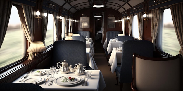 O luxuoso jantar no trem com ia gerada