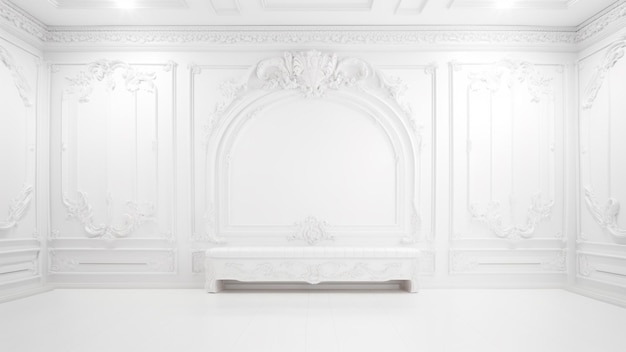 O luxuoso quarto branco desenha um paraíso de tranquilidade e sofisticação onde tons brancos imaculados e mobiliário luxuoso se unem para criar um espaço de opulência e conforto incomparáveis