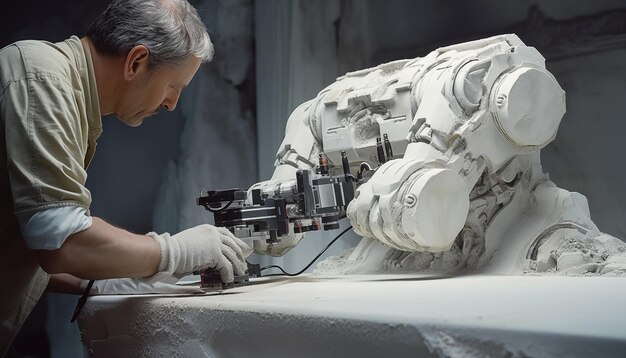 O maestro mecânico faz arte com precisão.