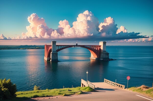 O magnífico fundo de papel de parede de arquitetura de ponte marítima cruzada