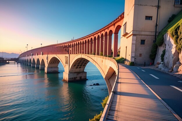 O magnífico fundo de papel de parede de arquitetura de ponte marítima cruzada