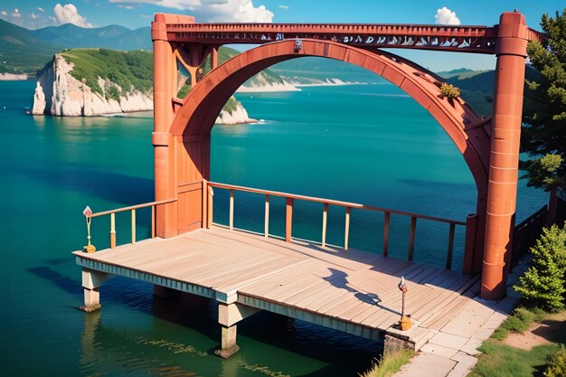 Foto o magnífico fundo de papel de parede de arquitetura de ponte marítima cruzada