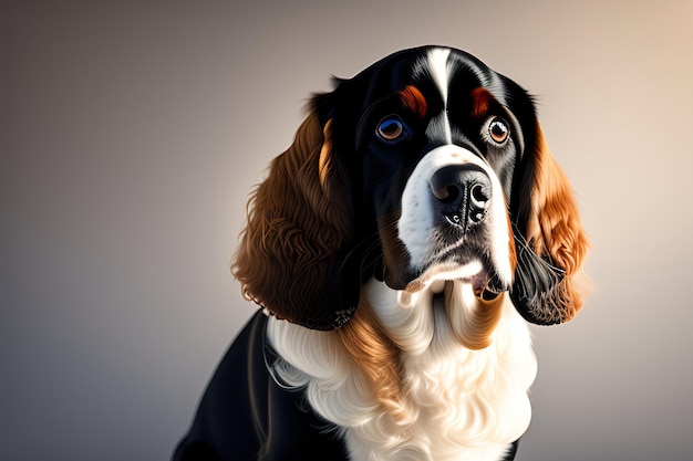 O mais belo cocker spaniel inglês isolado em fundo transparente Retrato de um cão bonito