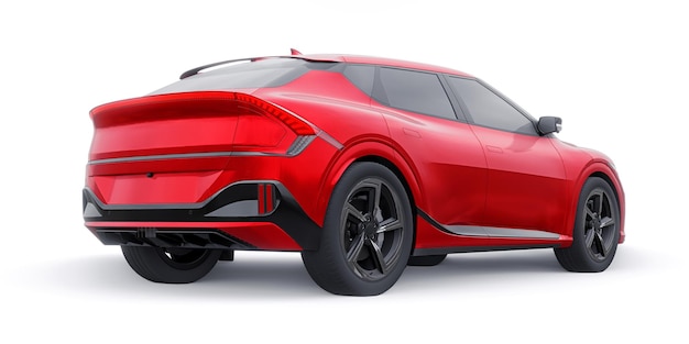 O mais novo suv elétrico da família crossover para a ilustração 3d da cidade