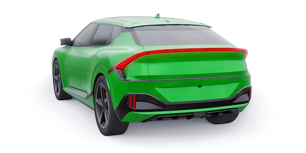 O mais novo SUV elétrico da família crossover para a ilustração 3d da cidade