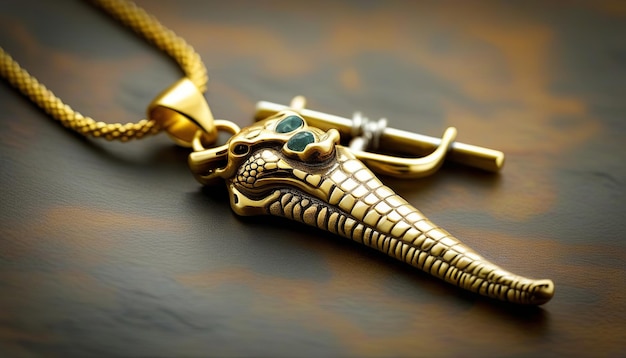 Foto o majestic crocodile fang pendant amulet um close-up em luxo