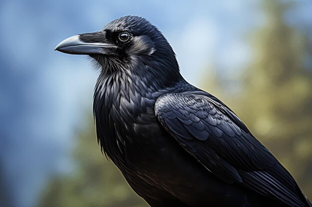 Foto o majestoso corvo preto