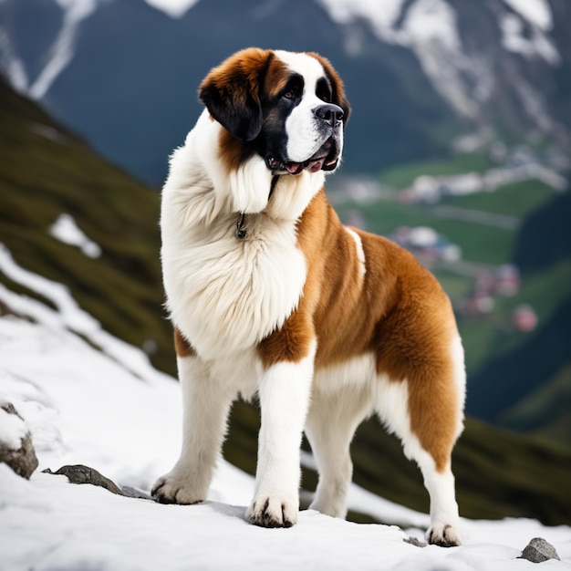 O majestoso São Bernardo aproveitando uma soneca de inverno nos Alpes