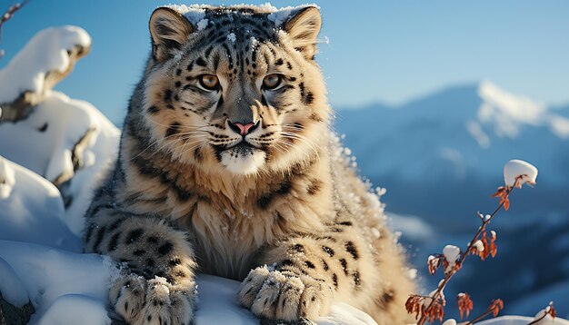 O majestoso tigre olha feroz e bonito para o deserto gerado pela IA.