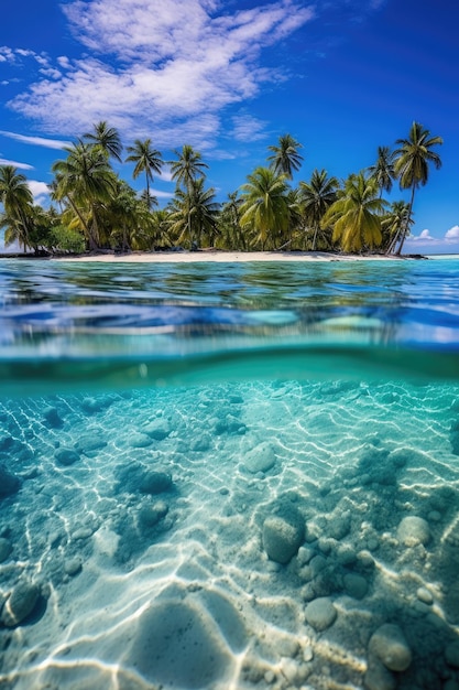 o mar azul das Maldivas