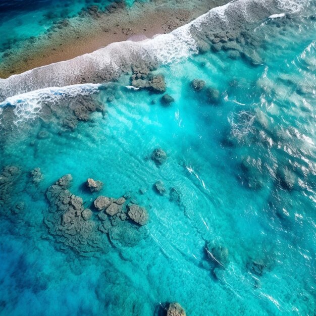 Foto o mar esmagando a praia e as rochas