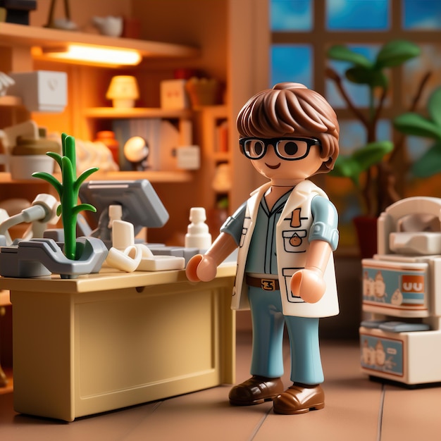 O médico do Playmobil a alertar alguém.