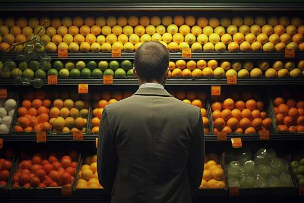 O misterioso comprador revela o fascínio do homem sem rosto pelos citrinos no supermercado